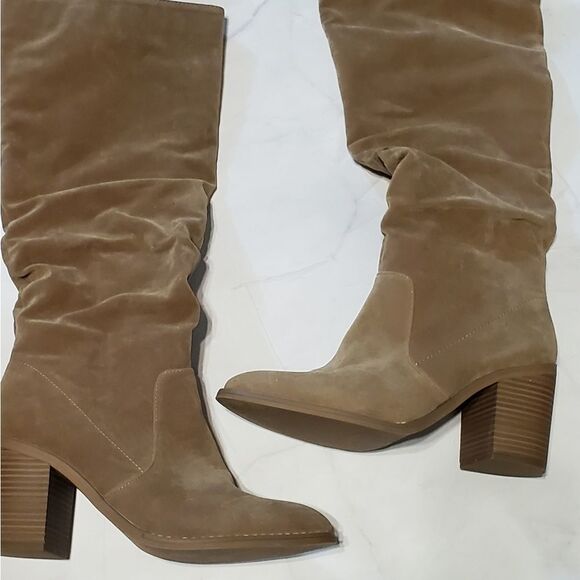 Universal Thread Shoes - Universal Thread Long Boots Women’s Size 11 Taupe Faux Suede